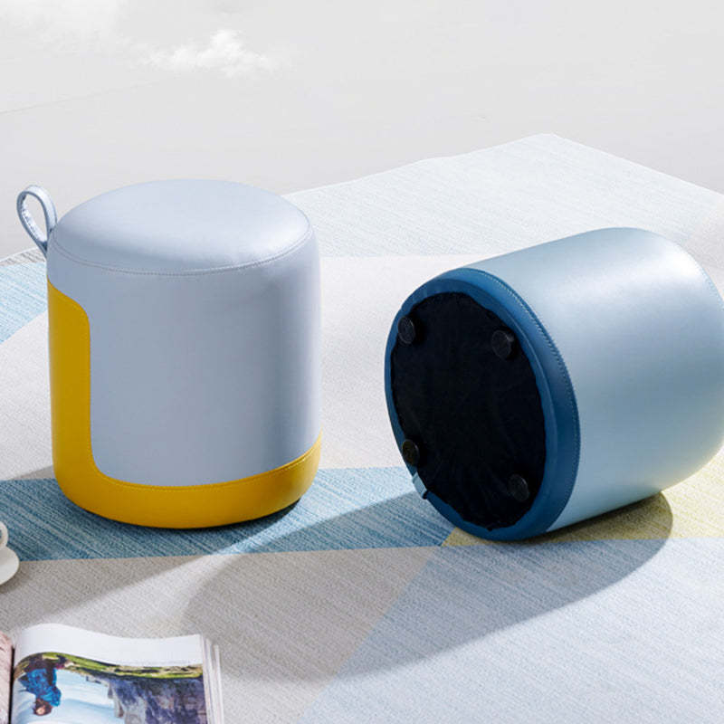 Scandinavian Round Leather Portable Low Stool