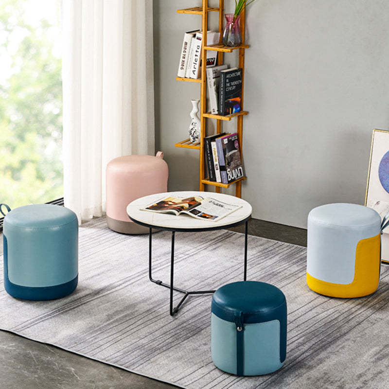 Scandinavian Round Leather Portable Low Stool