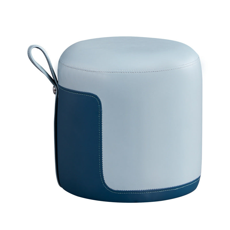 Scandinavian Round Leather Portable Low Stool