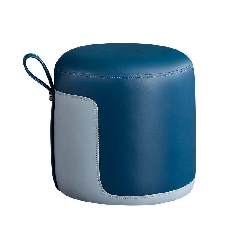 Scandinavian Round Leather Portable Low Stool