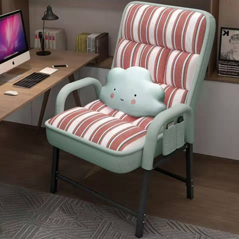 Modern Fabric Desk Chair with Backrest Storage Bag Pillow