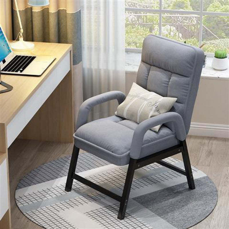 Modern Fabric Desk Chair with Backrest Storage Bag Pillow — Blue And White Stripes + Storage Bag + Pillow
