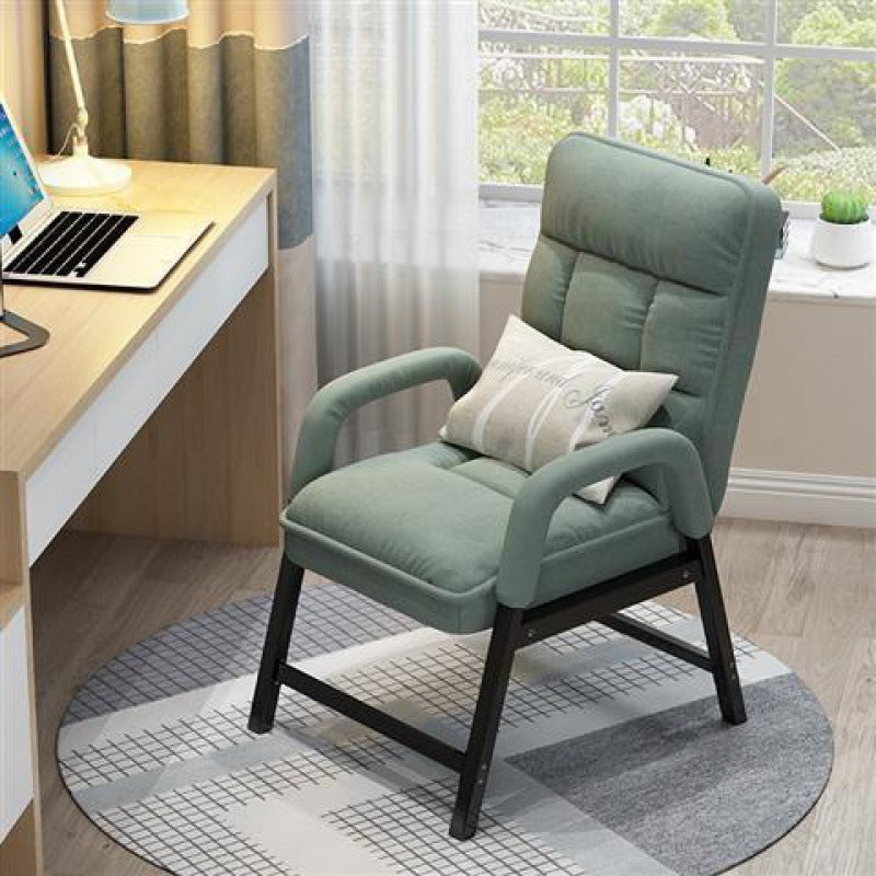 Modern Fabric Desk Chair with Backrest Storage Bag Pillow