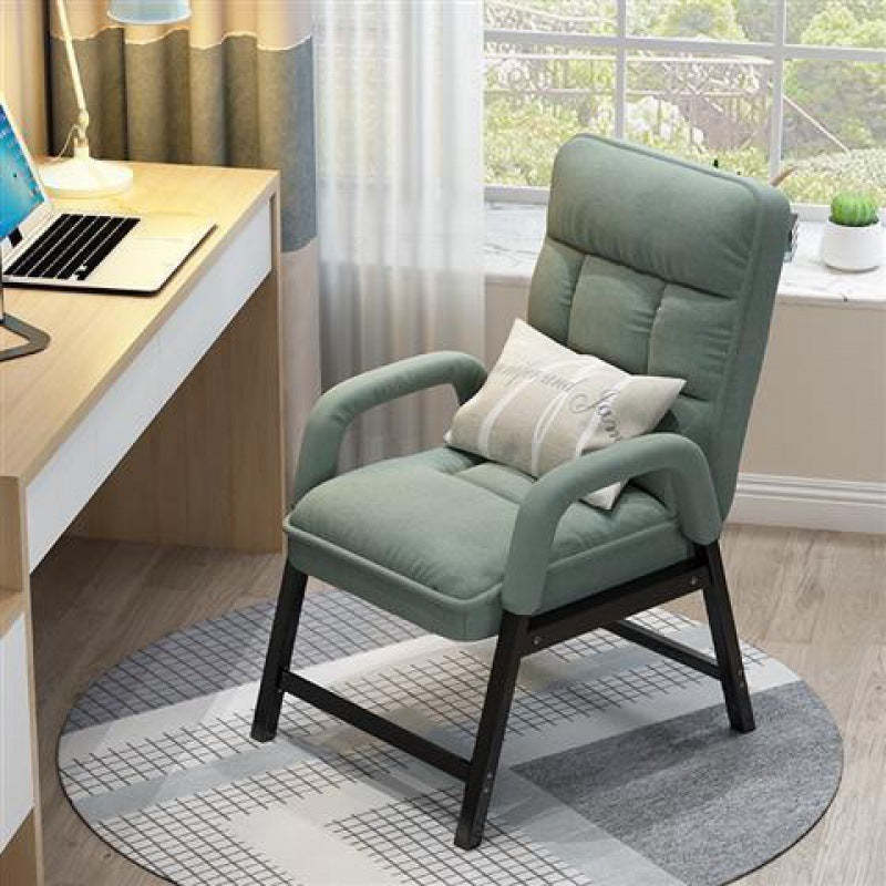 Modern Fabric Desk Chair with Backrest Storage Bag Pillow