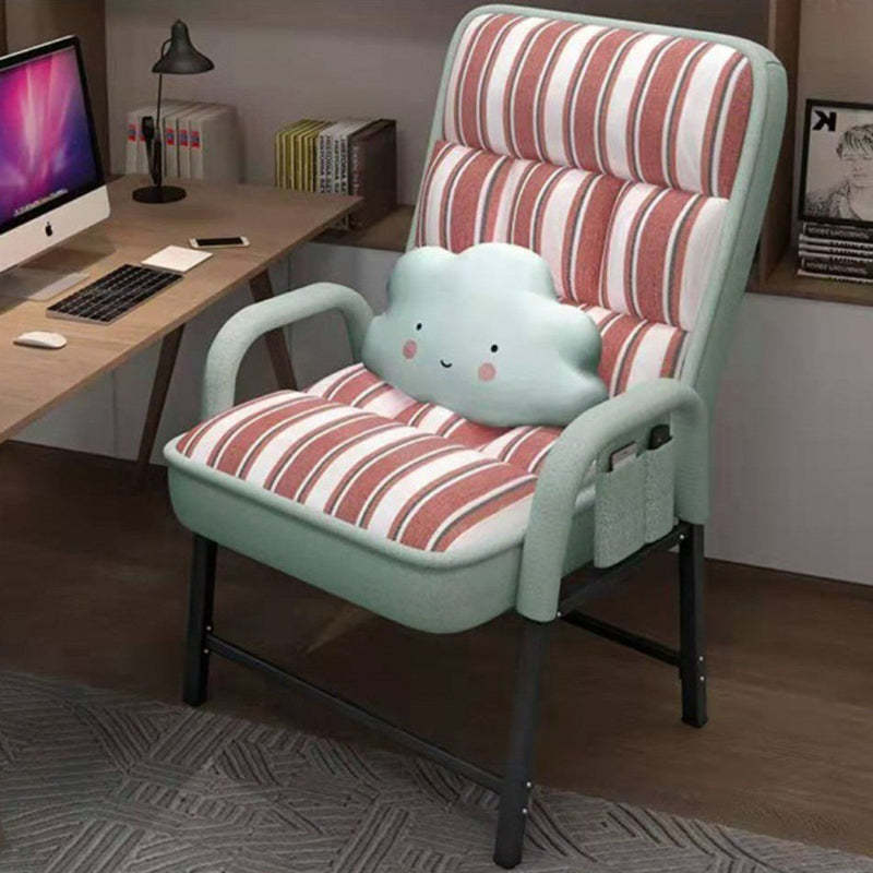 Modern Fabric Desk Chair with Backrest Storage Bag Pillow — Blue + Storage Bag + Pillow