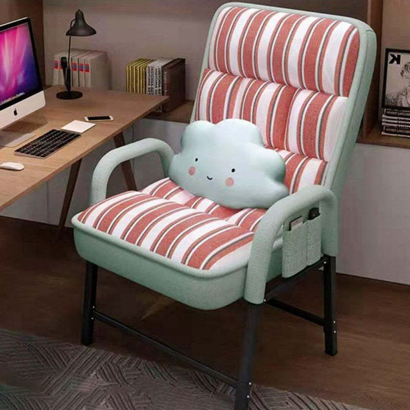 Modern Fabric Desk Chair with Backrest Storage Bag Pillow