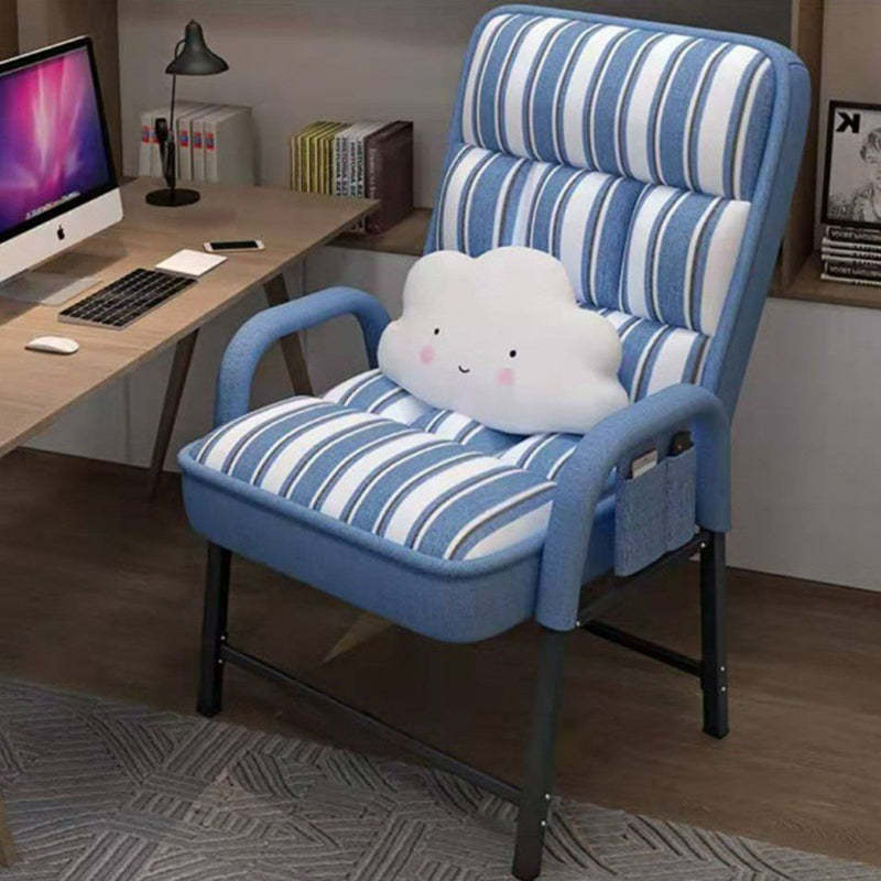 Modern Fabric Desk Chair with Backrest Storage Bag Pillow