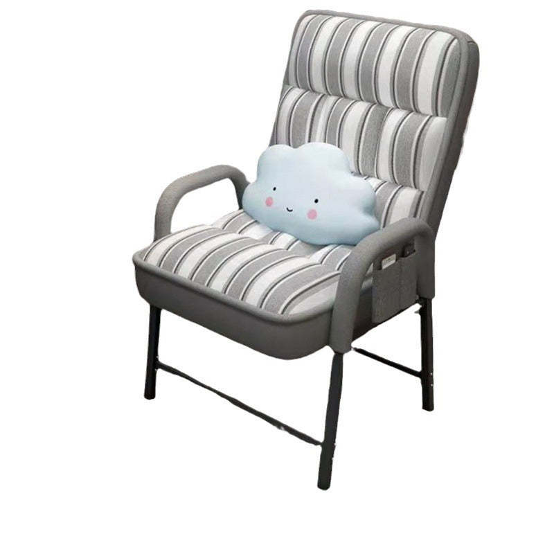 Modern Fabric Desk Chair with Backrest Storage Bag Pillow