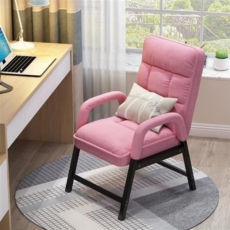 Modern Fabric Desk Chair with Backrest Storage Bag Pillow — Grey + Storage Bag + Pillow
