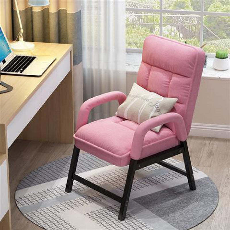 Modern Fabric Desk Chair with Backrest Storage Bag Pillow — Grey + Storage Bag + Pillow