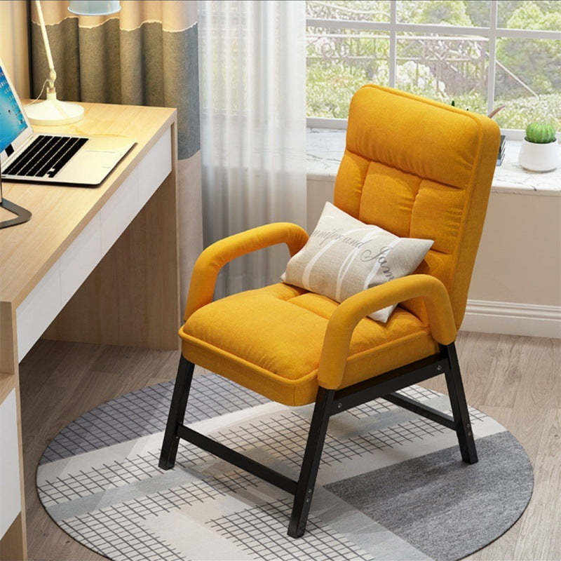 Modern Fabric Desk Chair with Backrest Storage Bag Pillow — Pink + Storage Bag + Pillow