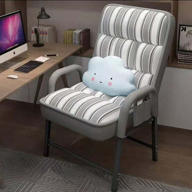 Modern Fabric Desk Chair with Backrest Storage Bag Pillow — Green + Storage Bag + Pillow