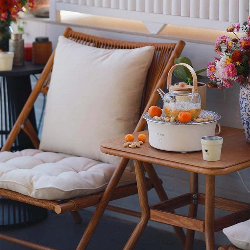 Rustic Rattan Foldable Recliner