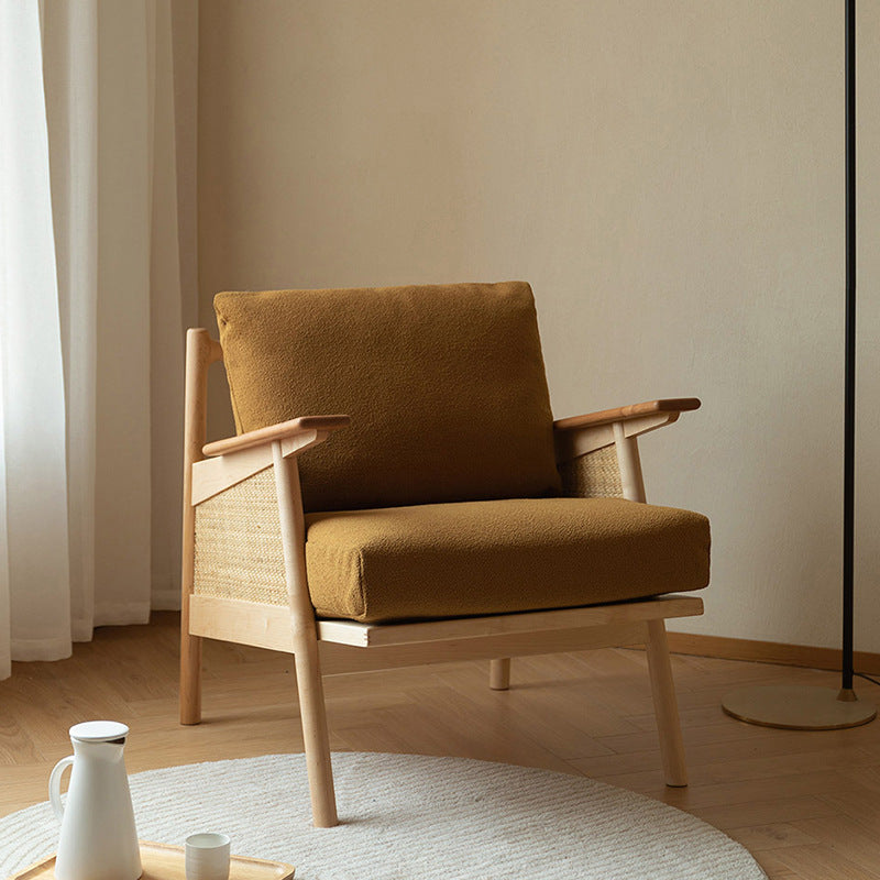 Scandinavian Rattan Wood Accent Chair