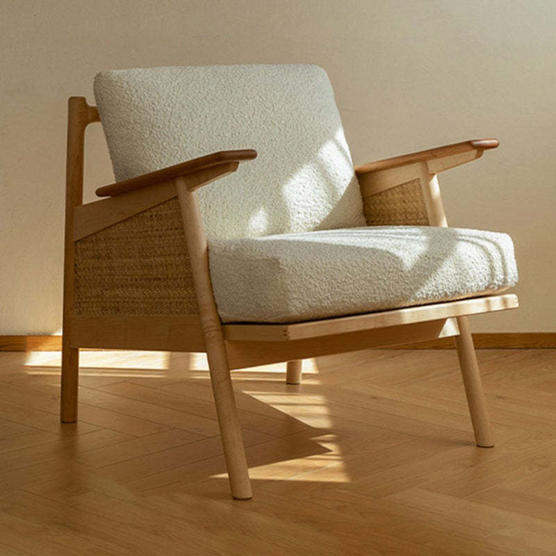 Nordic white accent chairs in rattan — Natural