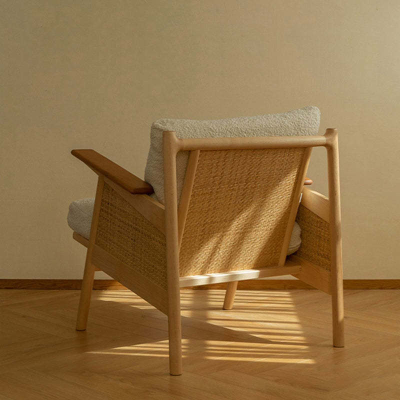 Scandinavian Rattan Wood Accent Chair