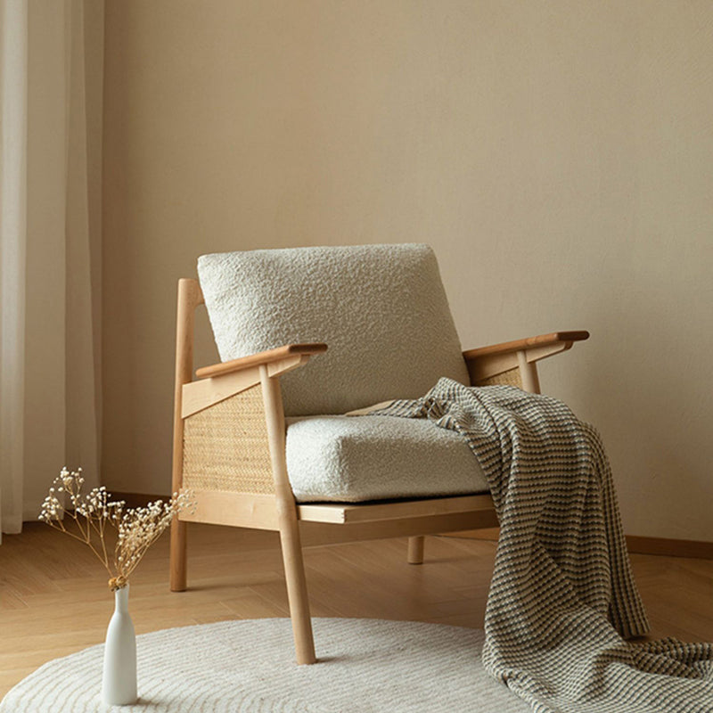 Scandinavian Rattan Wood Accent Chair