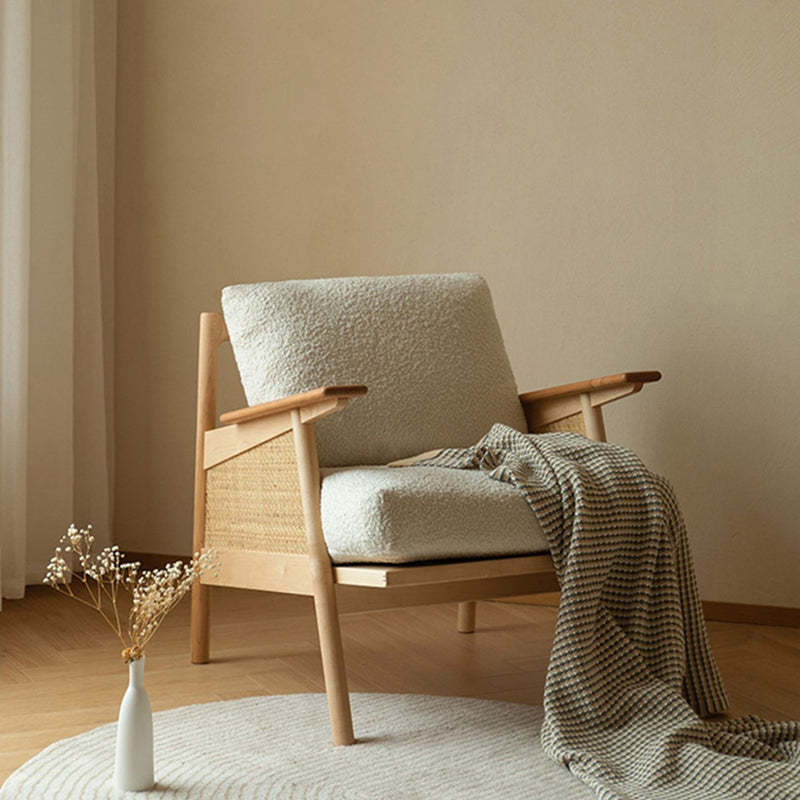 Scandinavian Rattan Wood Accent Chair