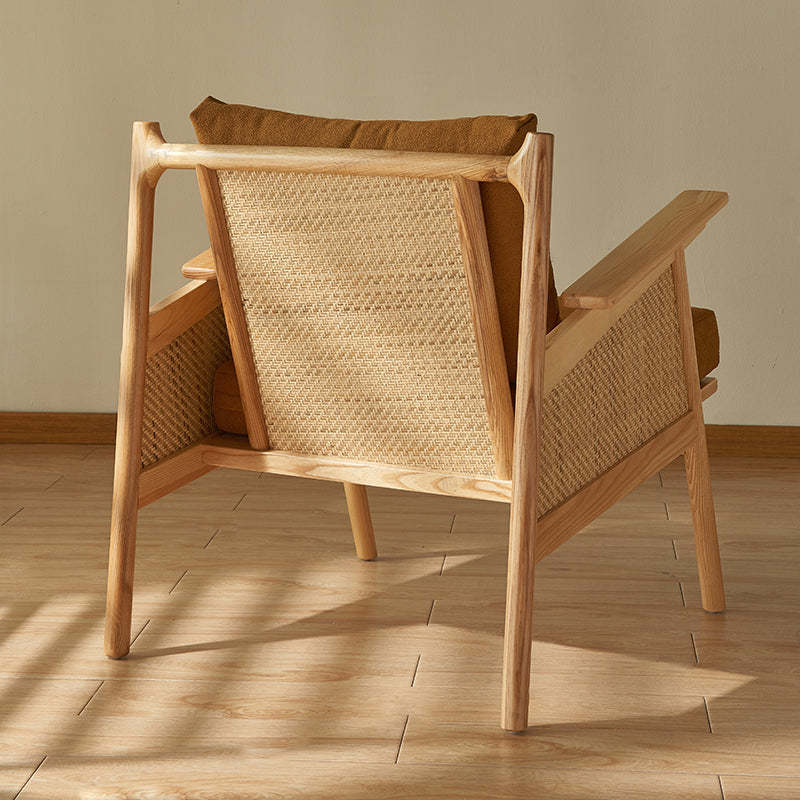 Scandinavian Rattan Wood Accent Chair