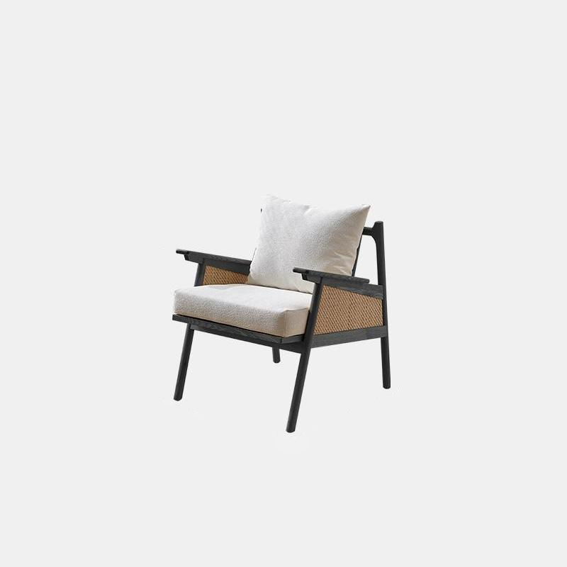 Gray rattan wood linen accent chairs - nordic
