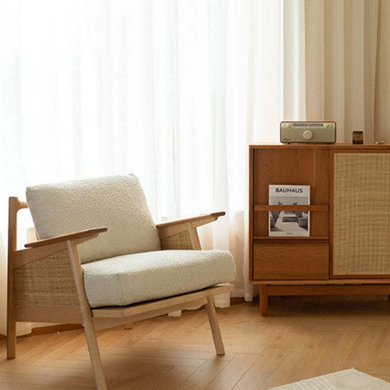 Scandinavian Rattan Wood Accent Chair
