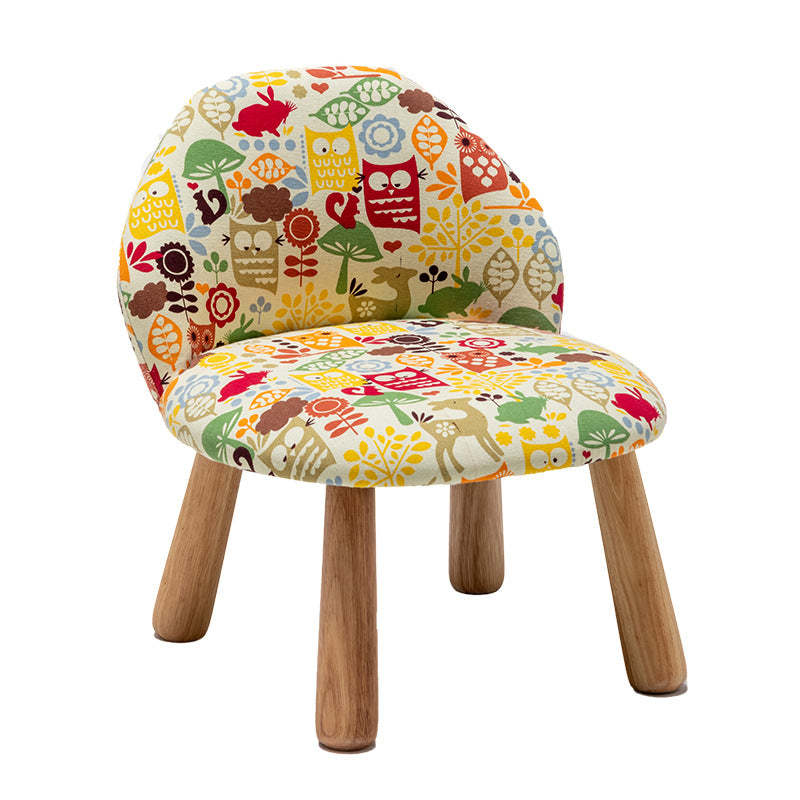 Cartoon Animal Fabric Wood Low Stool