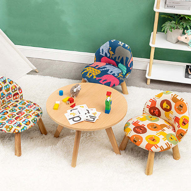 Cartoon Animal Fabric Wood Low Stool — B