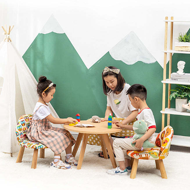 Cartoon Animal Fabric Wood Low Stool