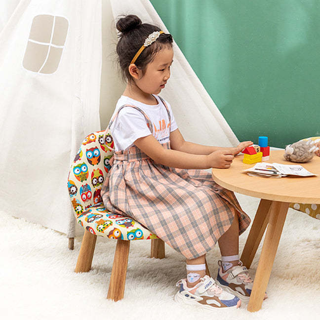 Cartoon Animal Fabric Wood Low Stool