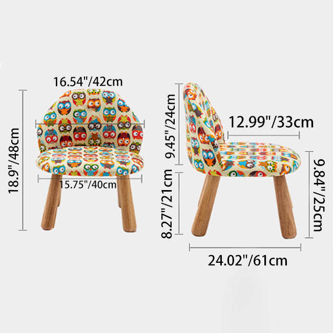 Cartoon Animal Fabric Wood Low Stool — D