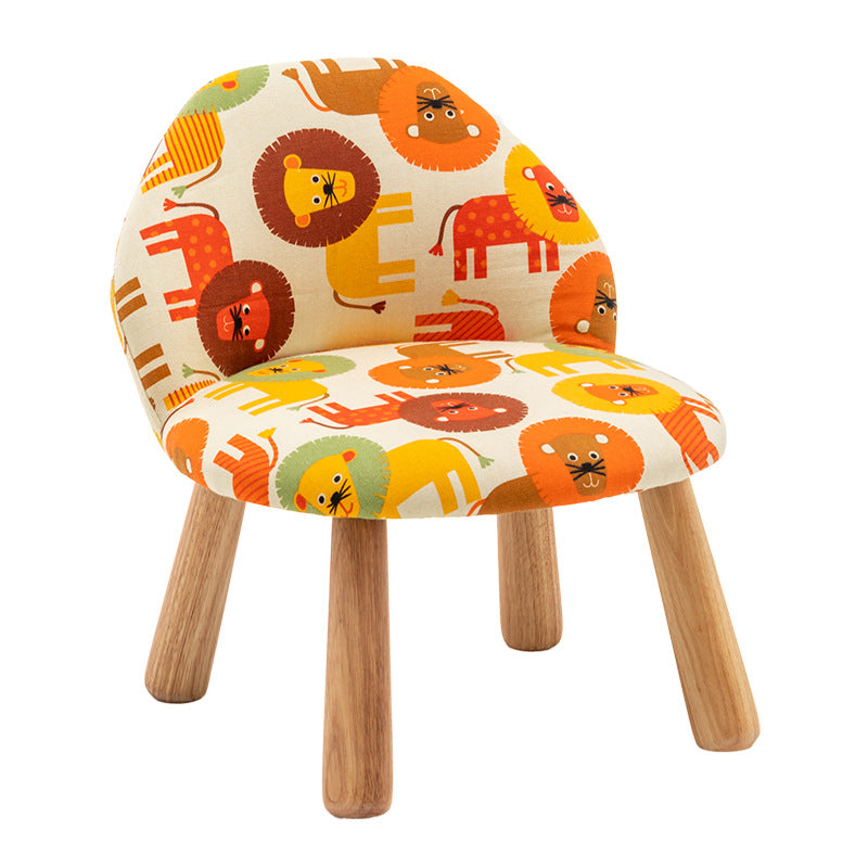 Cartoon Animal Fabric Wood Low Stool