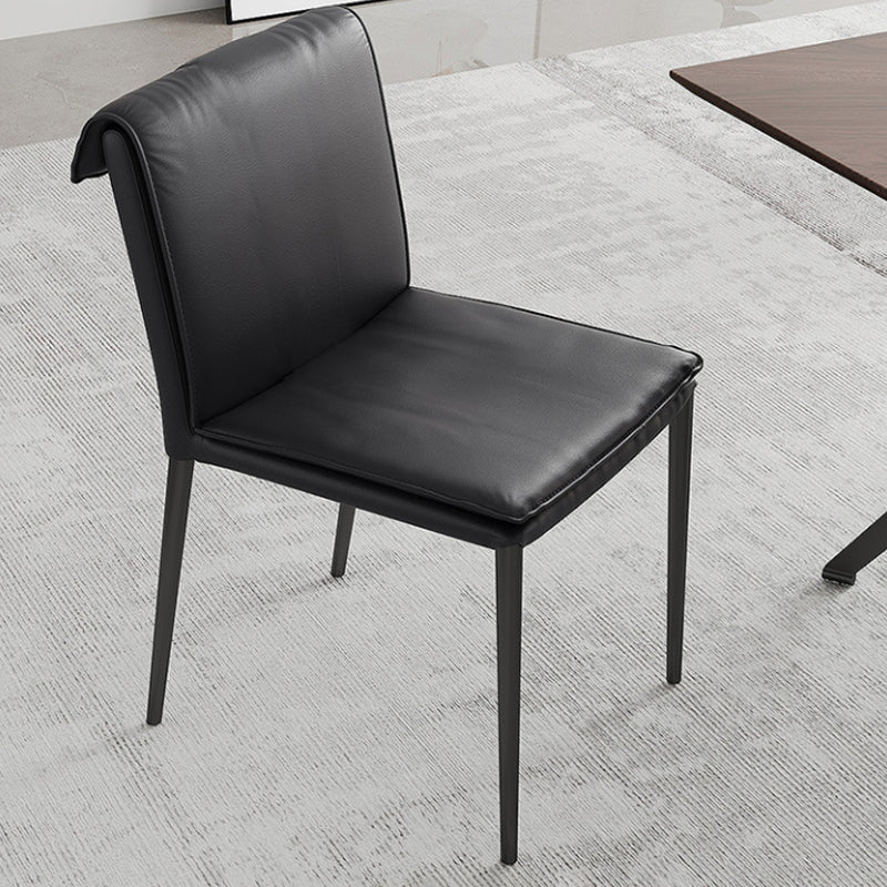 Contemporary Leather Iron Dining Chair — Black