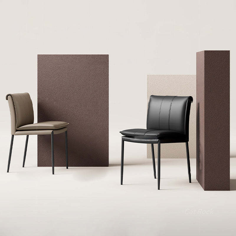 Contemporary Leather Iron Dining Chair — Gray