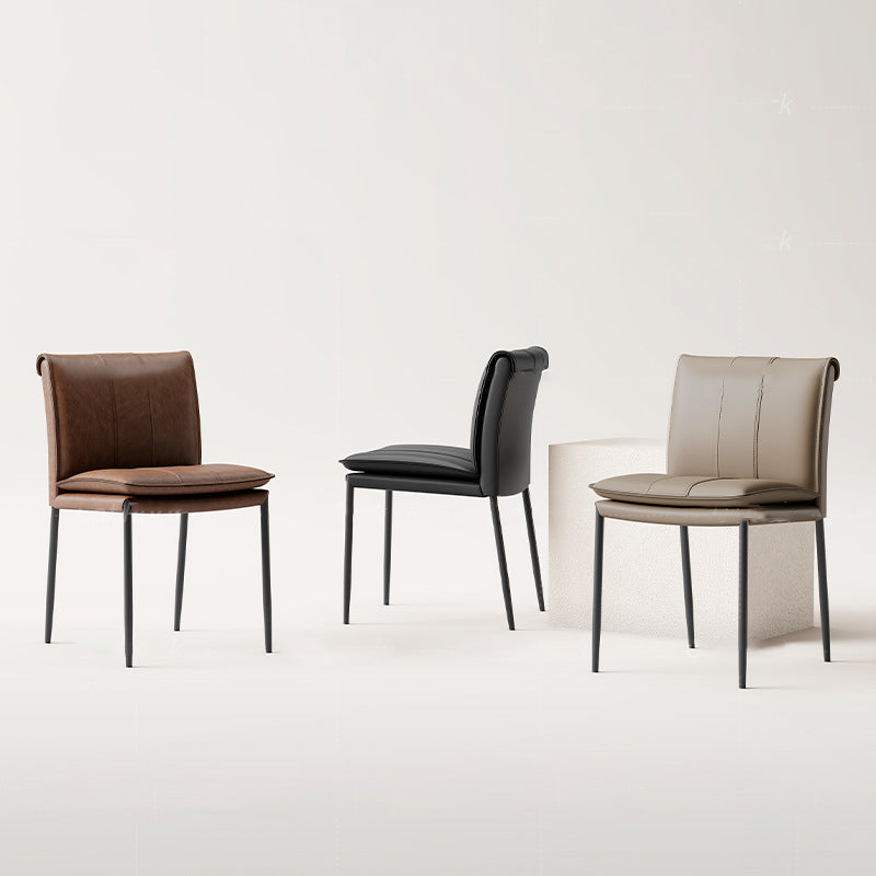 Contemporary Leather Iron Dining Chair