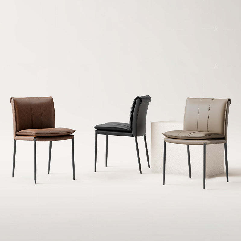 Contemporary Leather Iron Dining Chair