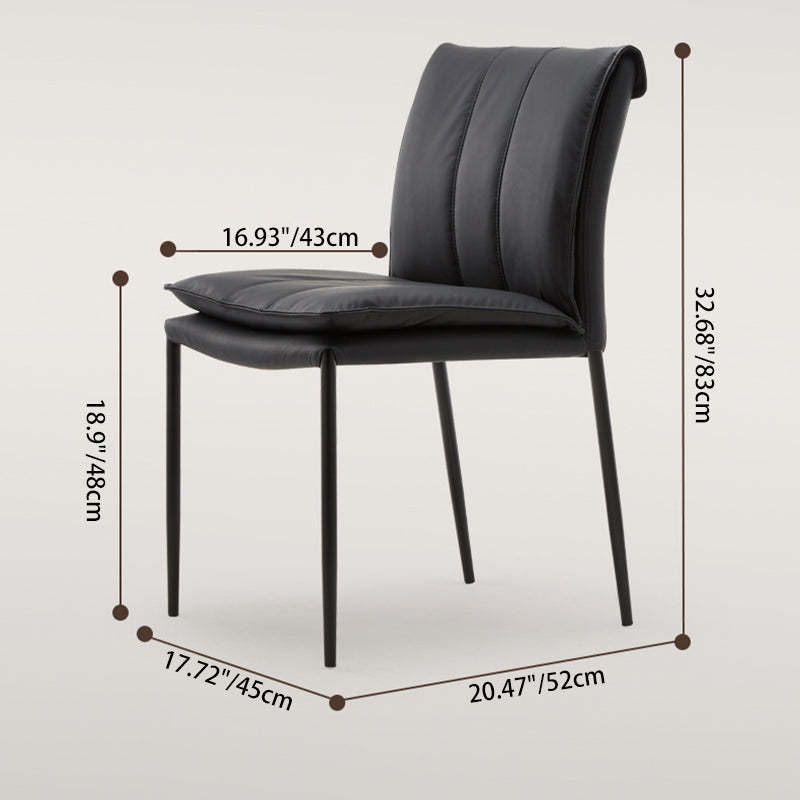 Contemporary Leather Iron Dining Chair — White