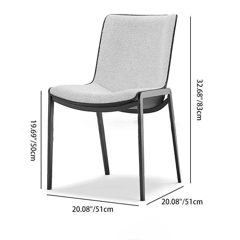Contemporary Lambswool Steel Dining Chair — Brown
