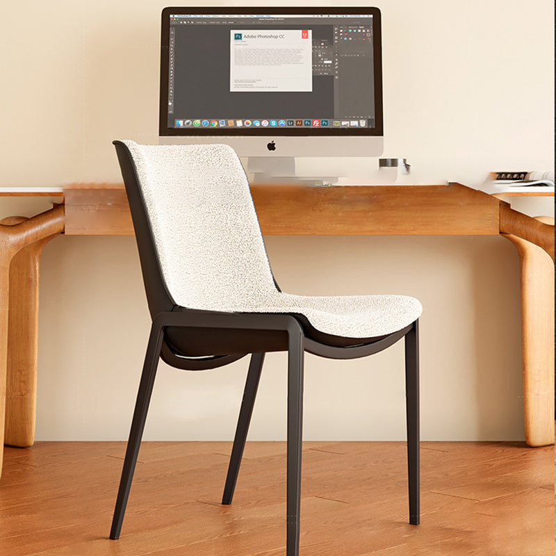 Contemporary Lambswool Steel Dining Chair — Gray