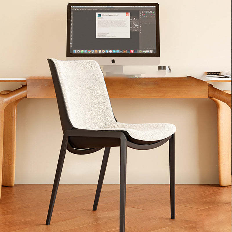Contemporary Lambswool Steel Dining Chair — Gray