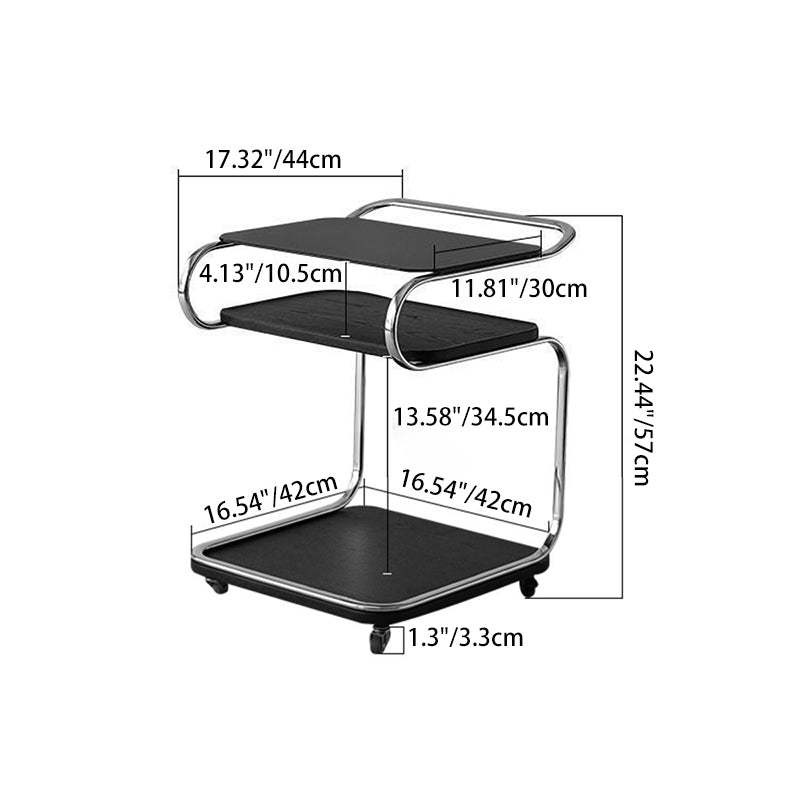 Nordic Glass Ferroalloy Curved 3-Tier Rolling End Table