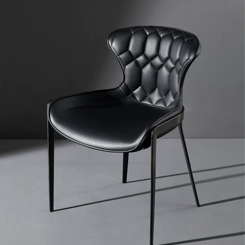 Curved Microfiber Leather Wing Back Dining Chair