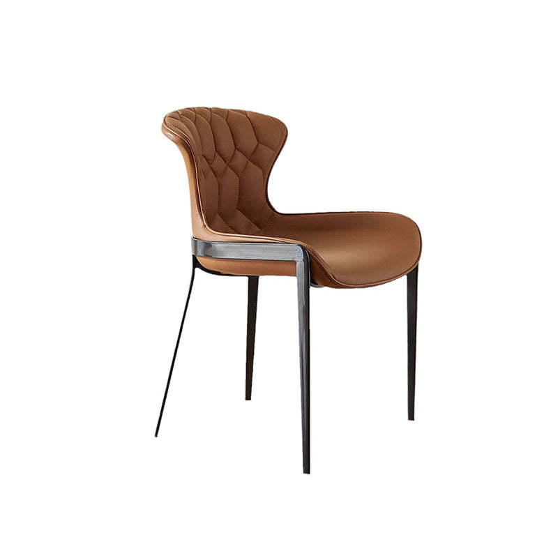Curved Microfiber Leather Wing Back Dining Chair