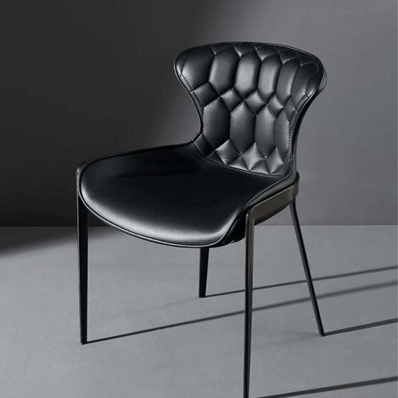 Curved Microfiber Leather Wing Back Dining Chair