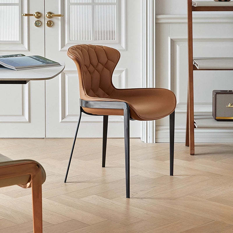 Minimalist microfiber back black dining chairs & benches
