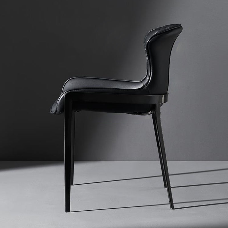 Curved Microfiber Leather Wing Back Dining Chair