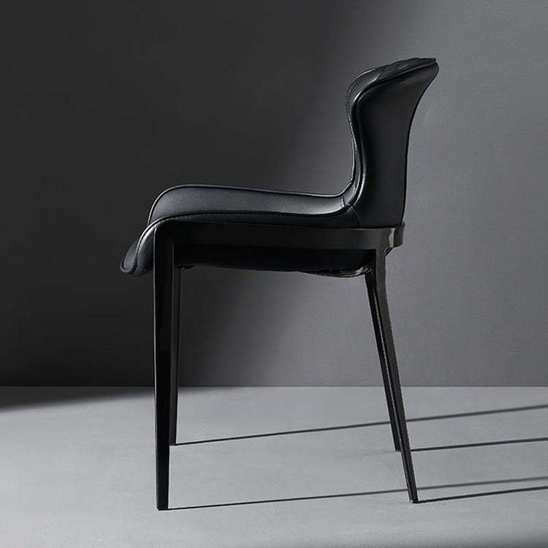 Curved Microfiber Leather Wing Back Dining Chair