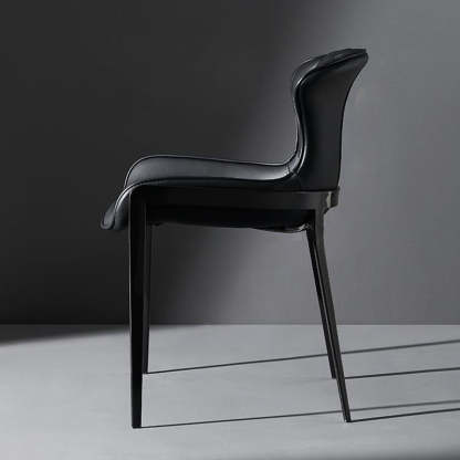 Curved Microfiber Leather Wing Back Dining Chair