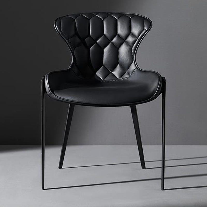 Curved Microfiber Leather Wing Back Dining Chair