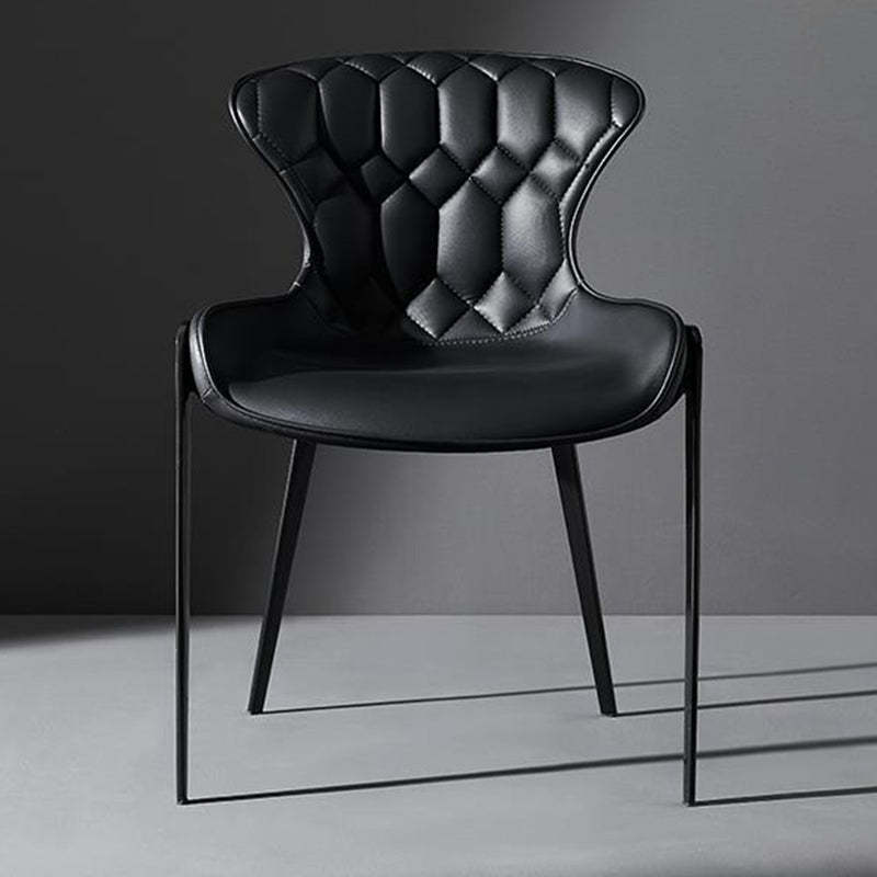 Curved Microfiber Leather Wing Back Dining Chair