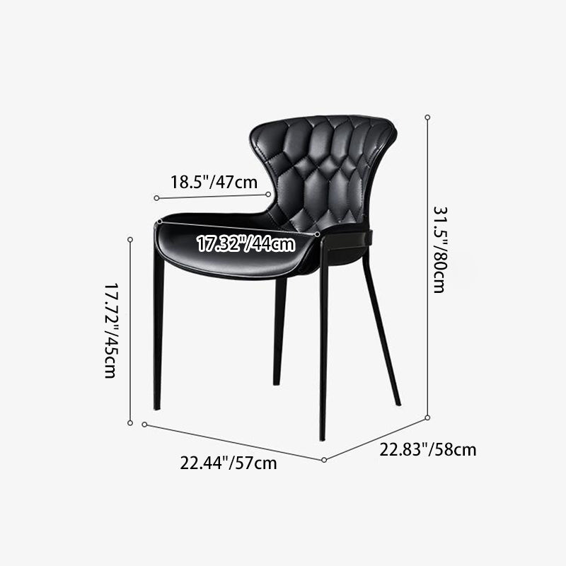 Curved Microfiber Leather Wing Back Dining Chair — Brown